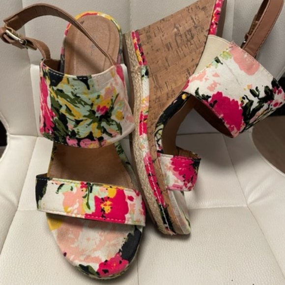 George PINK Floral Ultra High Wedges Size 8 - Picture 6 of 7
